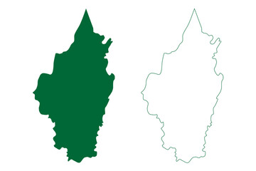 Kolasib district (Mizoram State, Republic of India) map vector illustration, scribble sketch Kolasib map