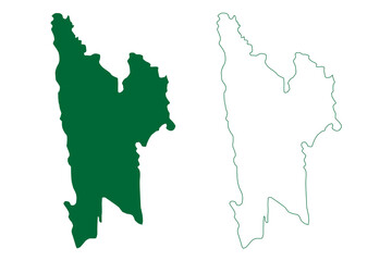 Lawngtlai district (Mizoram State, Republic of India) map vector illustration, scribble sketch Lawngtlai map