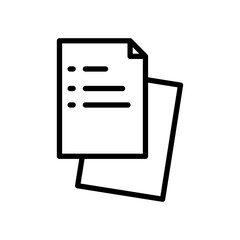 Paper line icon. Document icon. Paper icon isolated on white background. Transparent background, minimalist symbol. Vector images