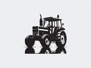 tractor black and white vector illustration art