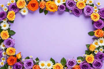 frame of colorful flowers