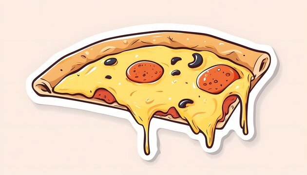 recommend clip art: A slice of pizza with melty cheese bold outlines flat colors and playful details sticker style  Generative AI