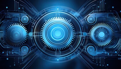 Obraz premium abstraction, dark blue color palette, Digital technology and engineering, digital telecoms concept