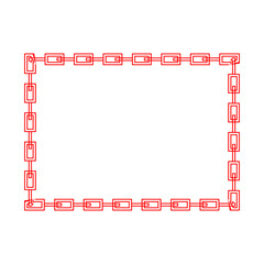 Rectangle frame with chain isolated on white background. Vector stock illustration.