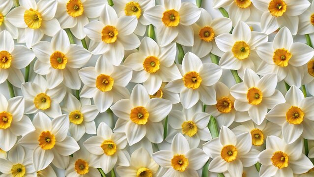 Aerial white narcissus daffodil background wall texture pattern seamless wallpaper