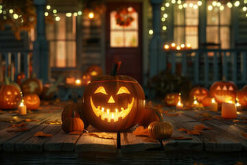 Fototapeta premium The image captures a quintessential Halloween scene