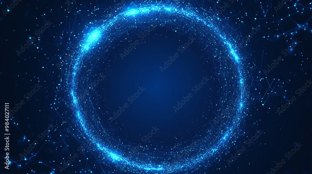 Wall mural vector abstract blue background with a geometric frame of circular shapes. the pattern consists of d