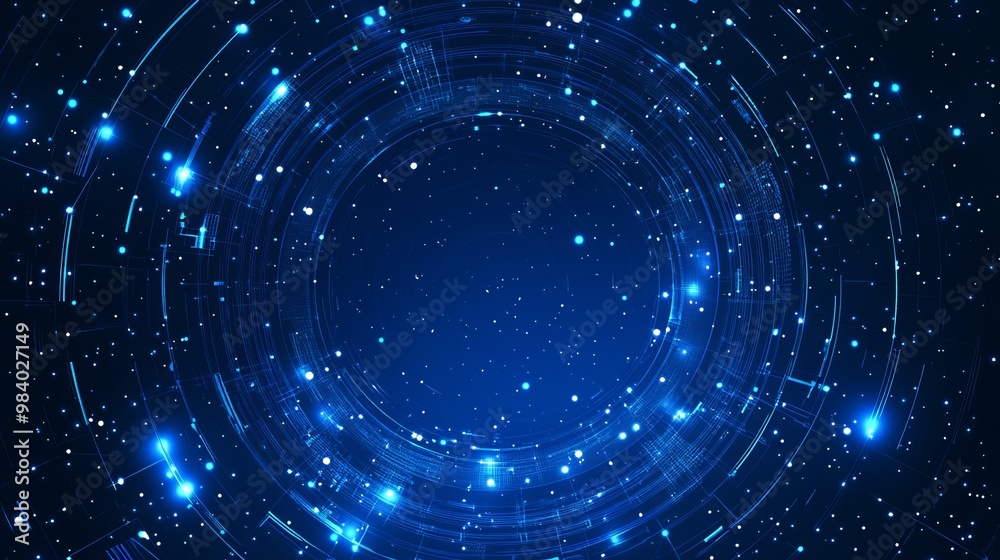 Poster vector abstract blue background with a geometric frame of circular shapes. the pattern consists of d