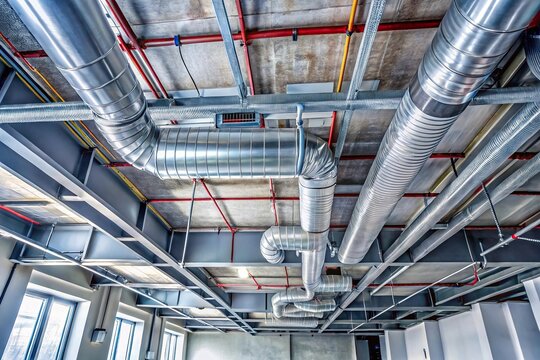 Air duct installation in building ceiling