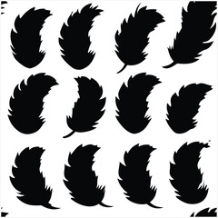 Obraz premium Seamless Fluffy Feathers and Plume Quills Silhouettes.