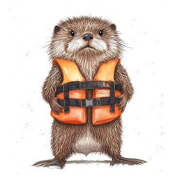 recommend clip art: Otter in a Life Jacket, Watercolor Illustration.