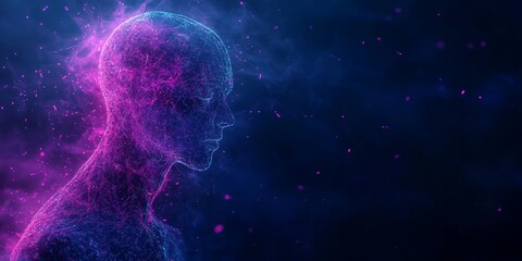 Abstract Human Form in Cyberspace with Neon Glitch