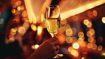 Passengers are clinking glasses of sparkling champagne, enjoying the luxurious experience of a private jet flight. The warm, ambient lighting adds to the celebratory atmosphere