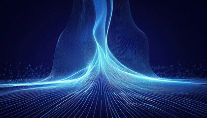 abstract blue wave, abstract blue background, data science technology background, data flow