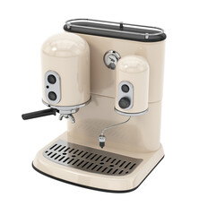 Retro style espresso machine isolated on transparent background. 3D illustration