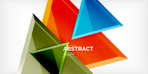 Abstract background - colorful triangles with 3d effect. Vector Illustration For Wallpaper, Banner, Background, Card, Book Illustration, landing page