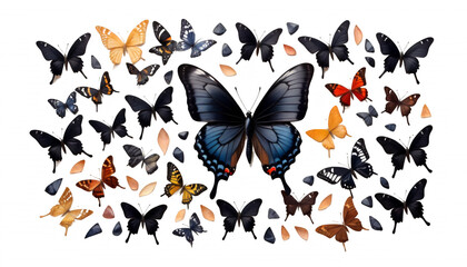  black watercolor butterfly white olated butterfly watercolor silhouette background design white black flower swirl isolated black-and-white set card wing postal flying unusual wedding vintage