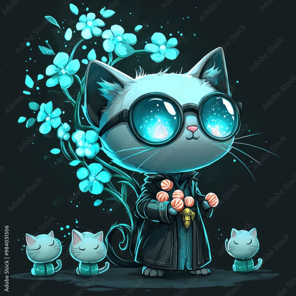 Canvas Prints cool cat with sunglasses and candy