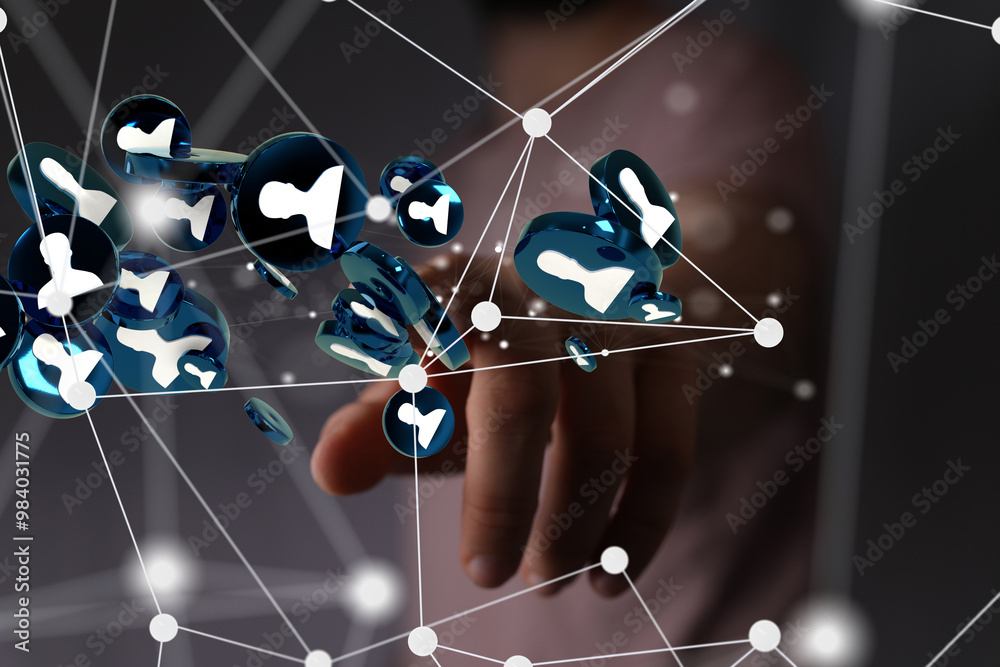 Aufkleber abstract technology group and data
