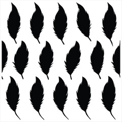 Obraz premium Seamless Fluffy Feathers and Plume Quills Silhouettes.