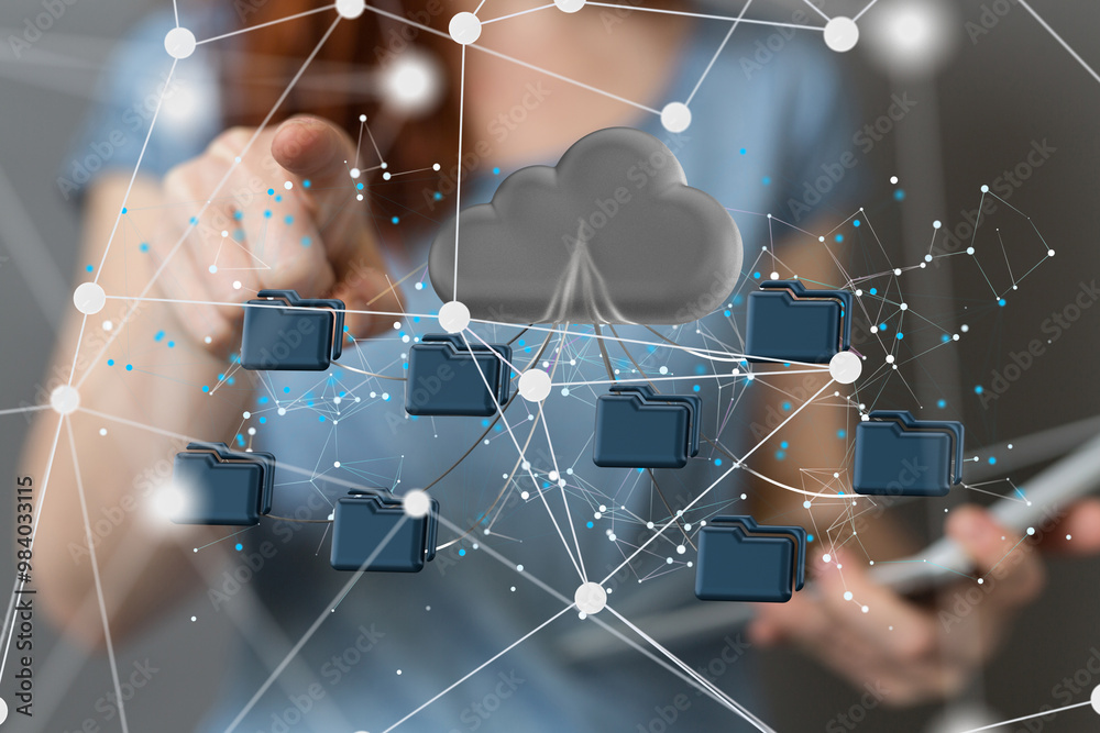 Aufkleber Cloud computing concept.Abstract cloud connection technology background.