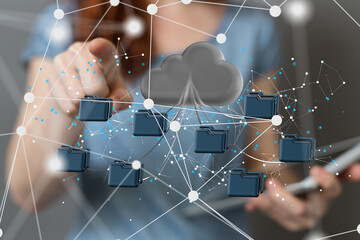 Cloud computing concept.Abstract cloud connection technology background.
