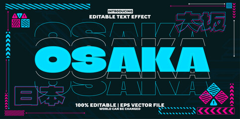 Osaka Japan editable text effect in new modern trend style