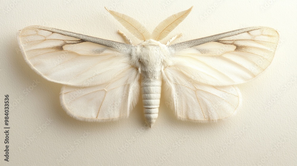 Wall mural Close-up of a White Moth with Delicate Wings