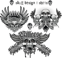 Gothic sign with skull, grunge vintage design t shirts