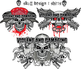 set, gothic sign with skull, grunge vintage design t shirts