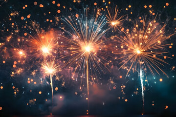 Fototapeta premium Firework show celebration: a night of colorful explosions and excitement for everyone to enjoy