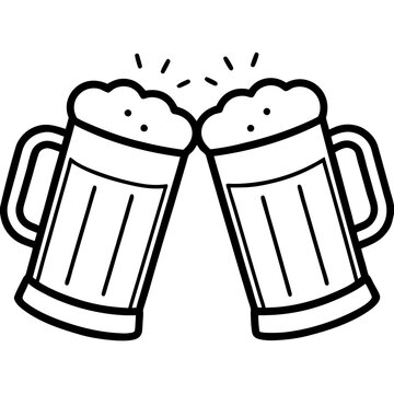 recommend clip art: toasting beer glasses outline coloring book page line art drawing