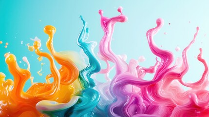 Abstract Colorful Liquid Splashes.