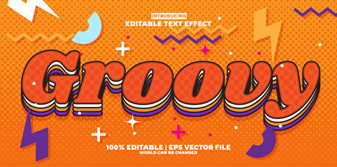 Groovy editable text effect in new modern trend style