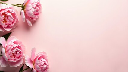 Elegant banner with pink peonies on blush