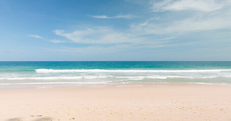 beautiful scene tropical beach with blue sky and clouds
