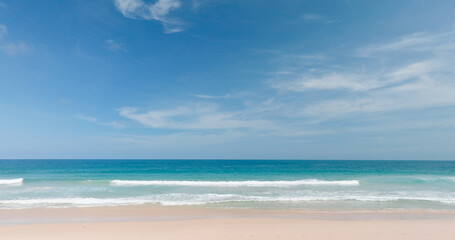 Beach land Sea sky horizon blue sea blue sky.