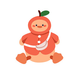 Cute plush doll, funny whimsical character. Adorable fancy baby creature, creative fictional quirky stuffed toy. Nursery childish flat graphic vector illustration isolated on white background