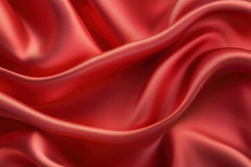 Obraz premium A red fabric with a wave pattern. The fabric is very soft and smooth. The red color gives a sense of warmth and luxury