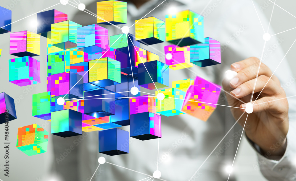 Poster conference digital network and data concept 3d - 3d