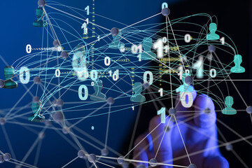 Abstract technology group and data 3d