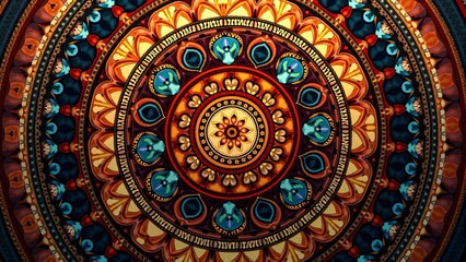 Fototapeta premium Vibrant Mandala Art with Rich Colors and Patterns
