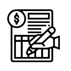 Assessment of business icons on white background.