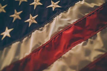 Fototapeta premium A close-up of an American flag with its stars and stripes prominently displayed