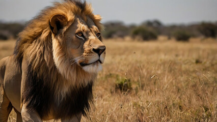 Obraz premium A lion in the sabana.Nature