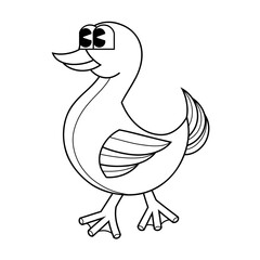Doodle cute character duck sticker illustration outline