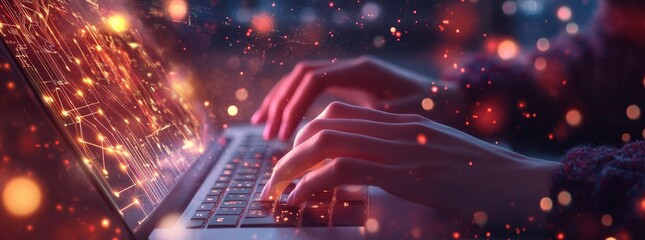 Data center expert optimizing server racks for big data storage digital technology database efficiency telecommunication concept banner