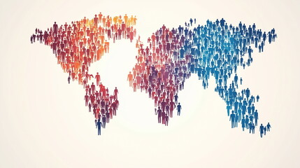 Fototapeta premium abstract world map made of colors silhouette people