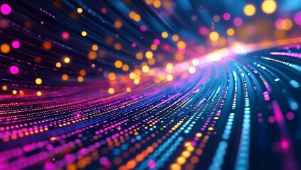 Digital Data and Binary Code with Glowing Light Effect and Abstract Sound Wave