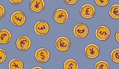 Cute currency coins pattern background vector design